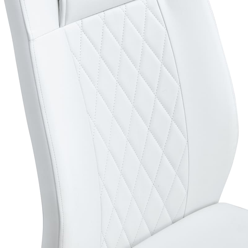 Faux Leather Dining Room Chairs with Upholstered Seat, Modern Kicthen Chairs Armless Accent Chairs with Metal Legs, Set of 4