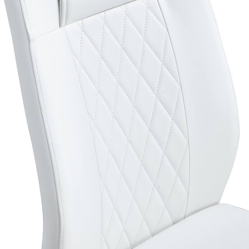 Upholstered Faux Leather Dining Chairs Set of 6, Modern Armless Kitchen Chairs Home Office Side Chair with Metal Legs