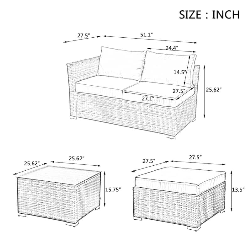 Outdoor Wicker Weaving Conversation Combo Set of 4