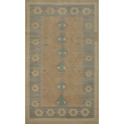 Hand Woven Oriental 100% Wool Carpet Southwestern Tribal Brown Kilim Area Rug - 5' 8'' X 3' 10''