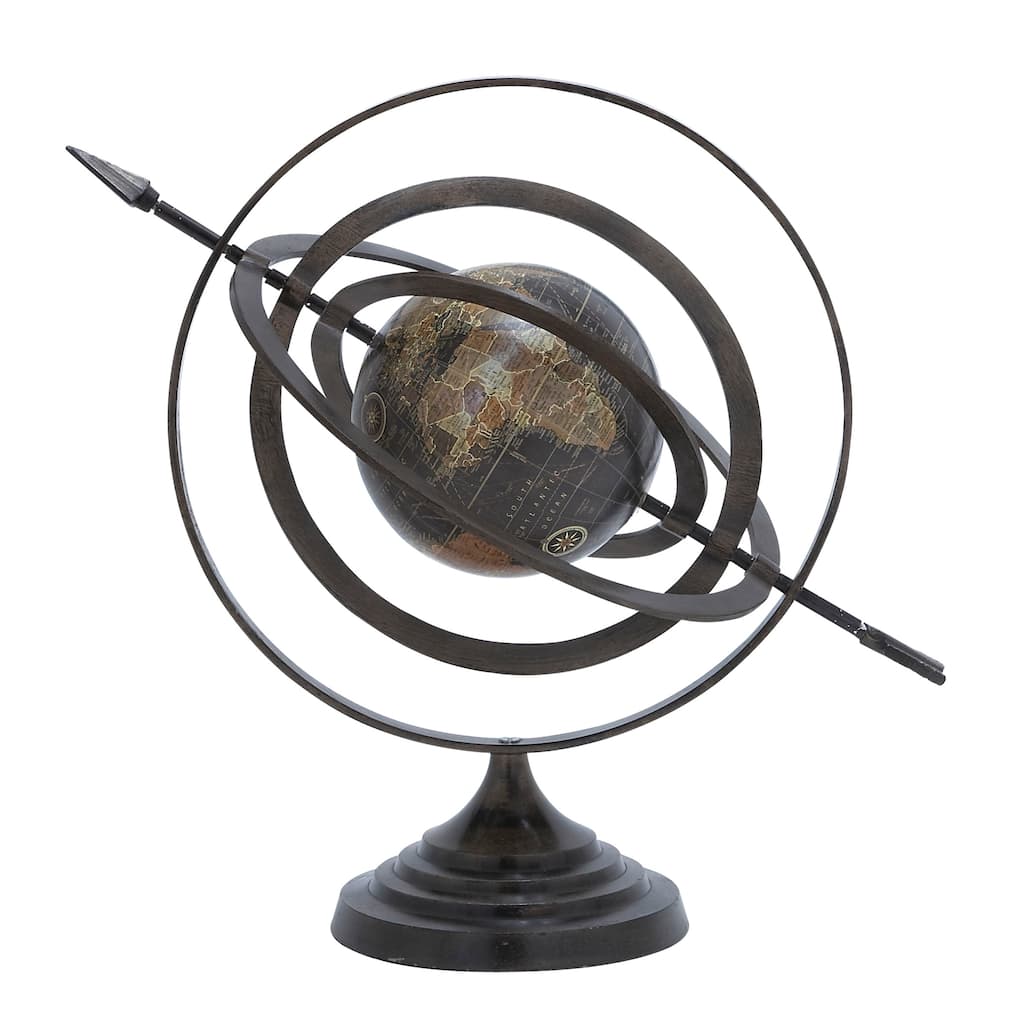 Aluminum Metal Compass Armillary Globe - Black - Roche River Decor - 12"W x 19"L x 17"H