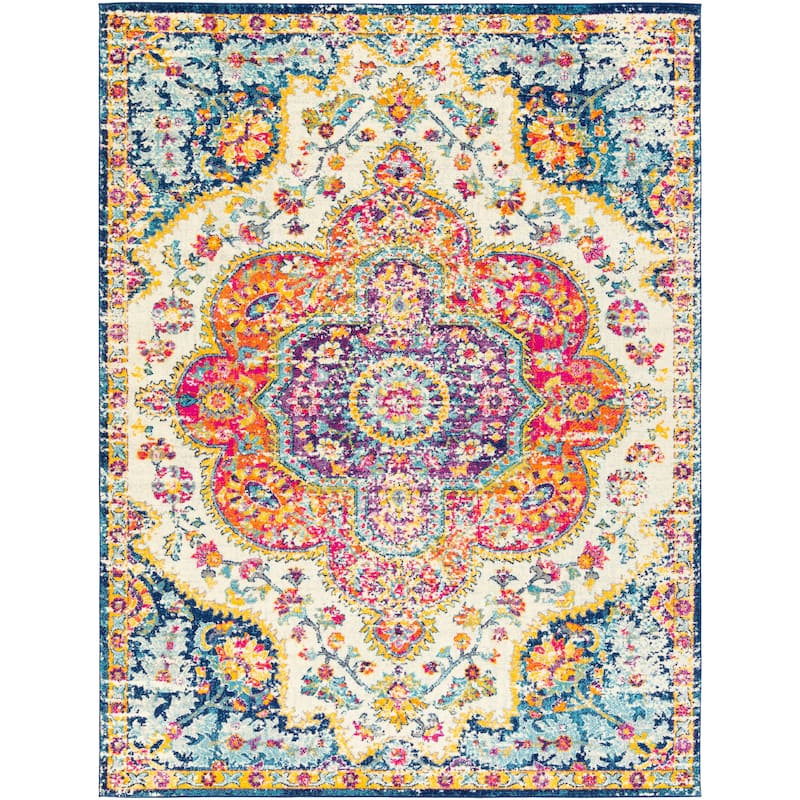 Livabliss Hal Vintage Boho Traditional Pink Medallion Area Rug