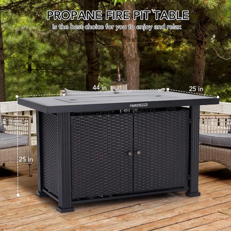 44 Inch Propane Fire Pit Table with Double-Sided Cover, 50000Btus - 44 Inch