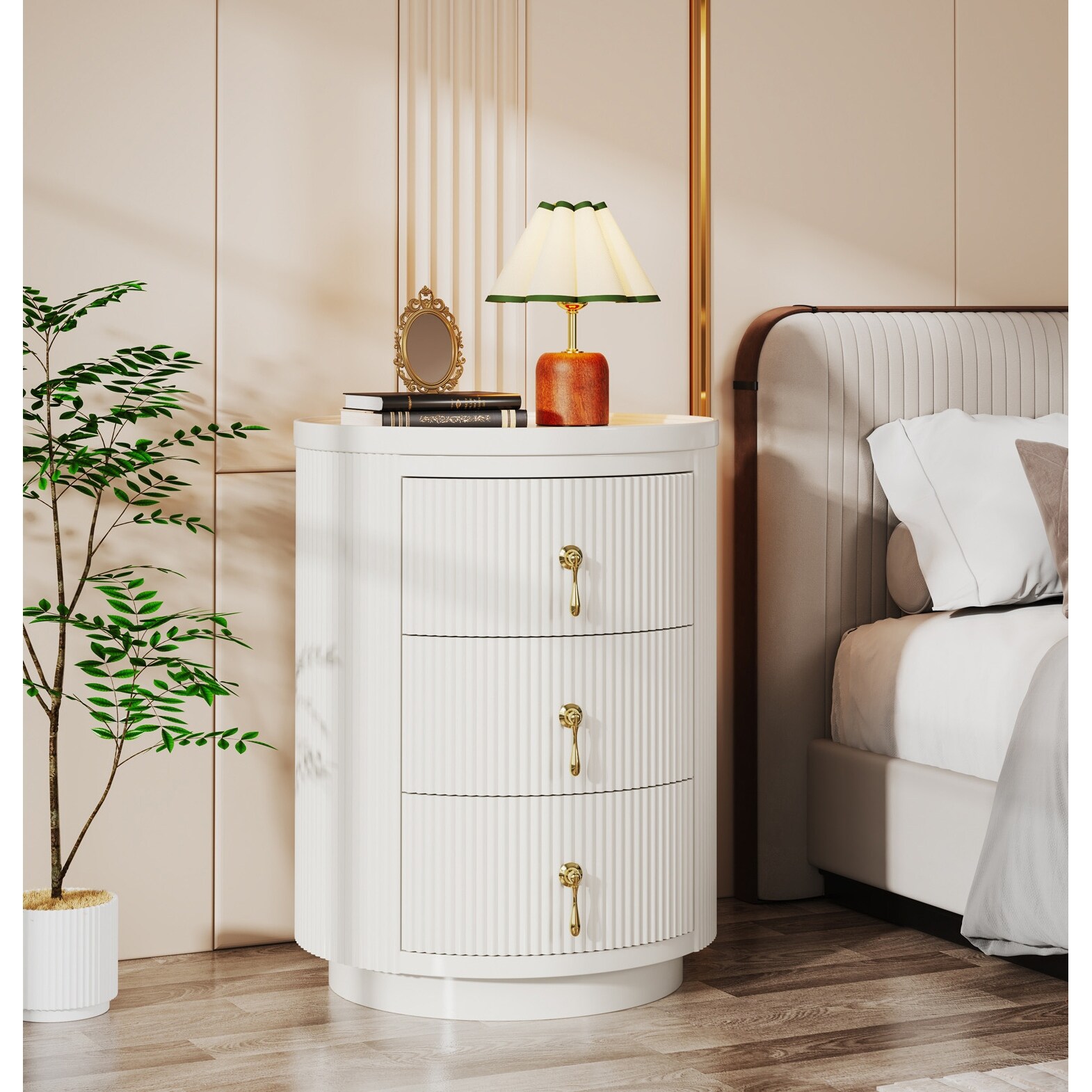 White circle nightstand sales