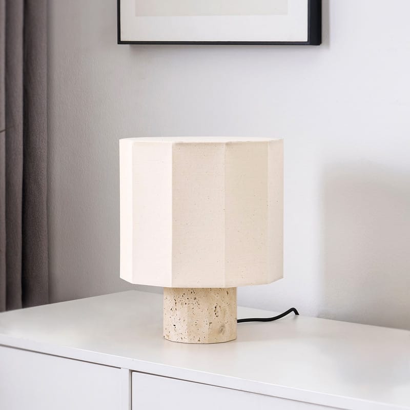 Brightech Cleo LED Natural Beige Stone Boho Modern Dimmable Bedside Nightstand Desk Lamp