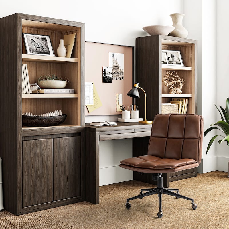 Judy Mid-century Modern Oversize Faux Leather Swivel Tilting Task Office Chair By HULALAHOME