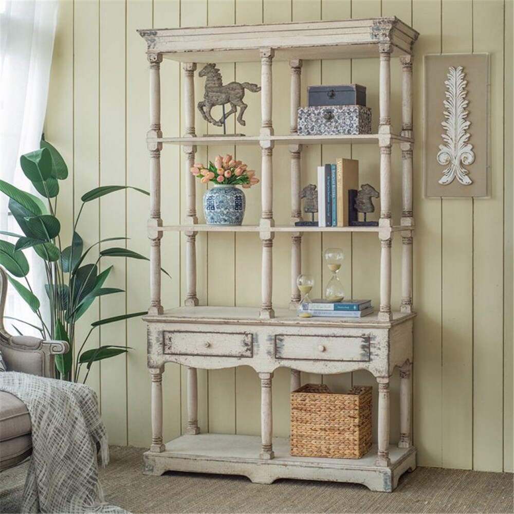 French Country Wood Bookcase, Display Storage Shelf - Overstock - 38972080, image size:1000x1000