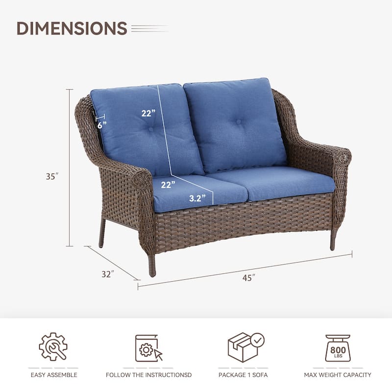 Gymojoy Premium Outdoor Wicker Loveseat Sofa with Cushions