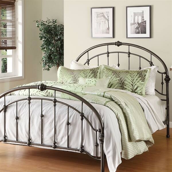 Shop Queen Size Metal Bed In Antique Bronze Pewter Finish With