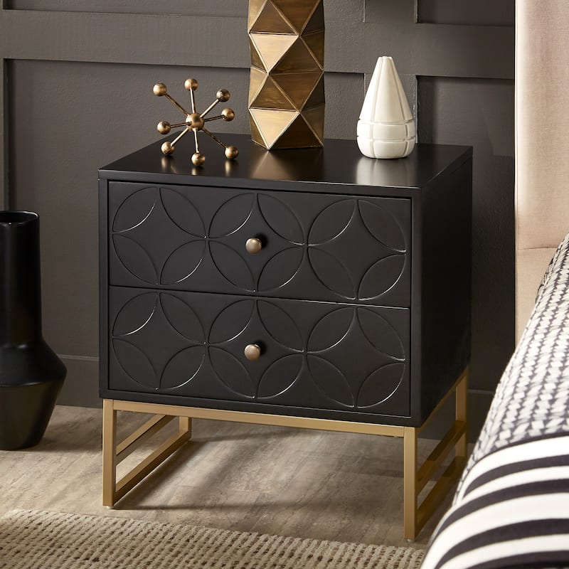 Luna Arched Diamond 2- Drawer Gold Metal End Table by iNSPIRE Q Bold