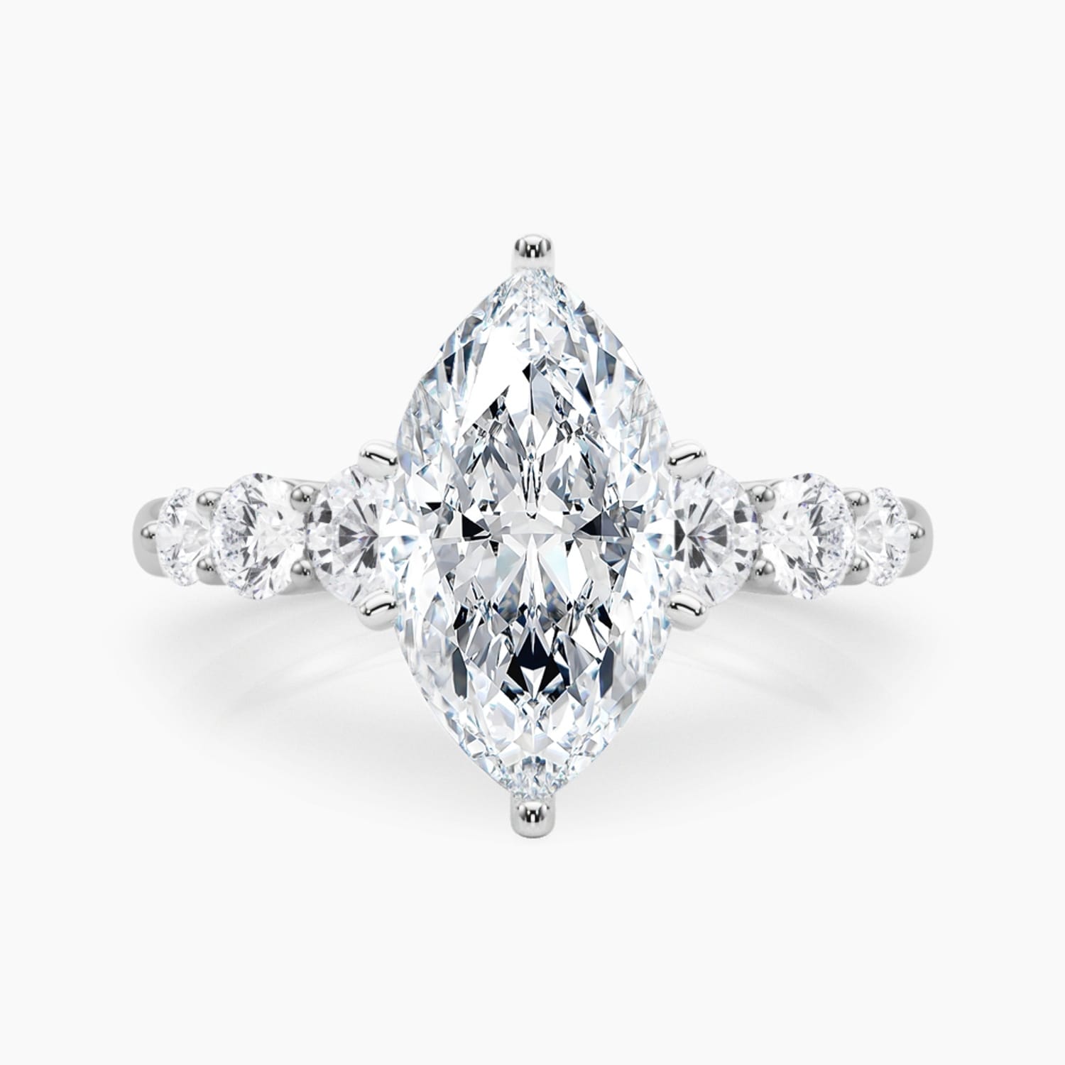 Auriya 14K Gold Lab Grown Diamond Marquise Tapered Trilogy Accent Engagement Ring 1.62 - 5.62ct. tw. (E-F, VS)