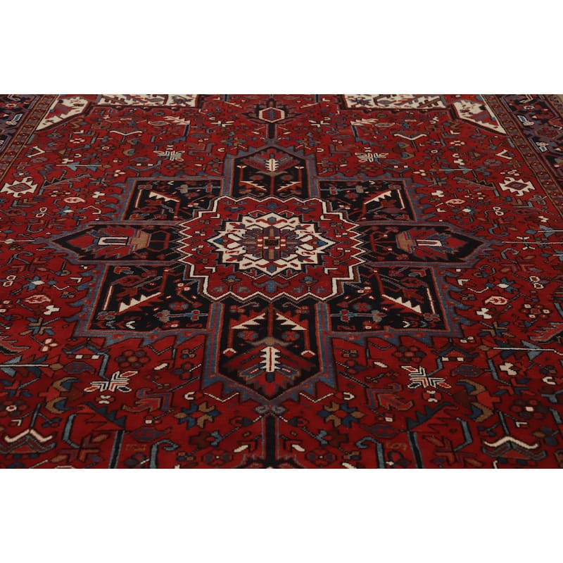 Hand Knotted Oriental 100% Wool Carpet Traditional Medallion Red Heriz Area Rug - 11' 3'' X 8' 4''