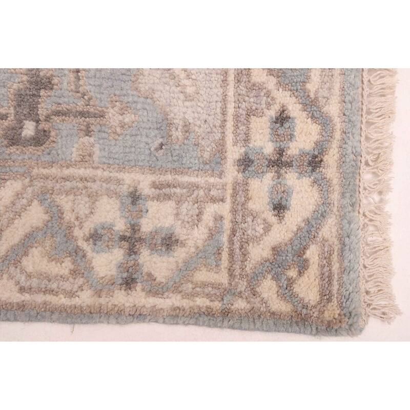 ECARPETGALLERY Hand-knotted Royal Oushak Light Denim Blue Wool Rug - 2'7 x 7'11