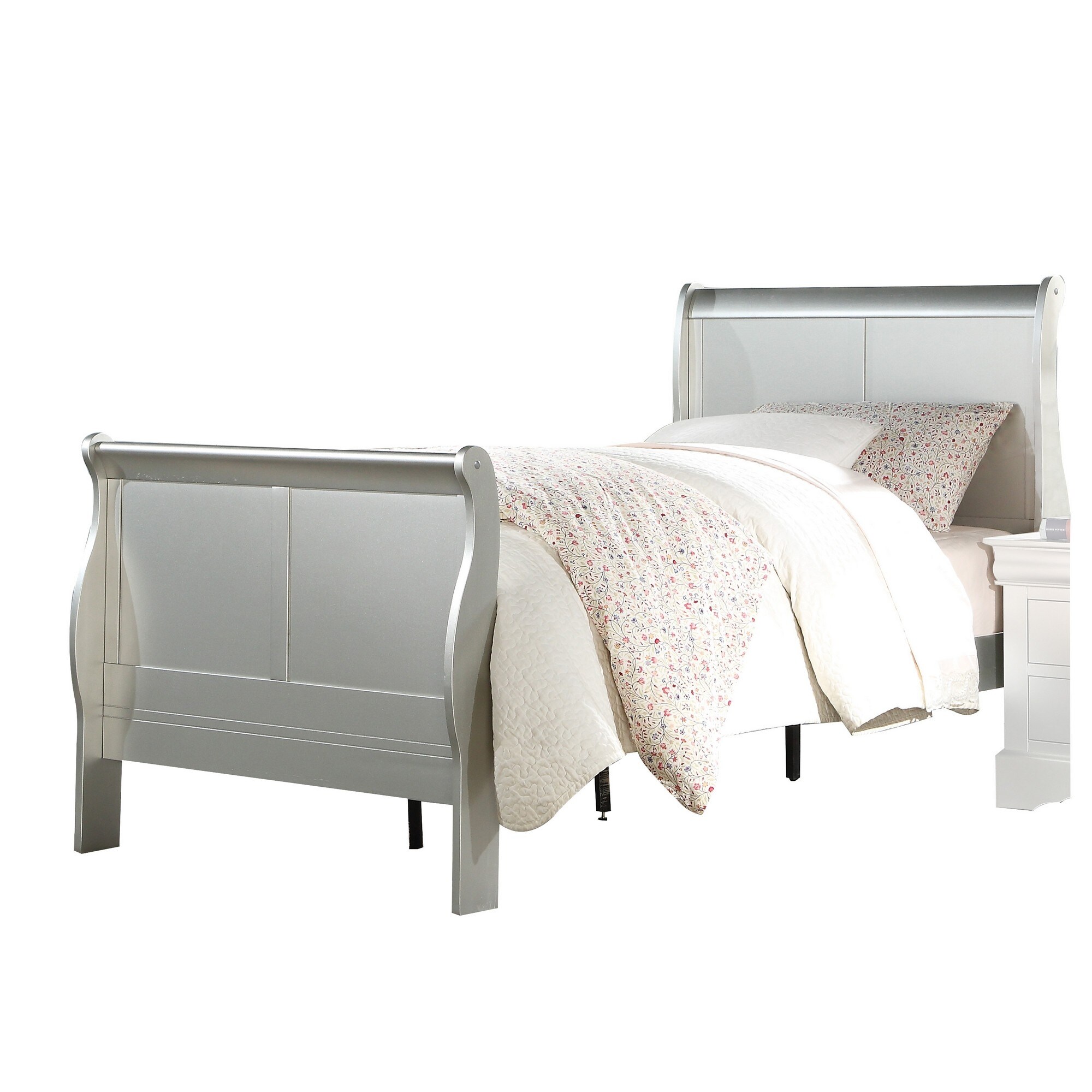 Shop Sleigh Design Full Size Bed With Thin Legs Silver On Sale