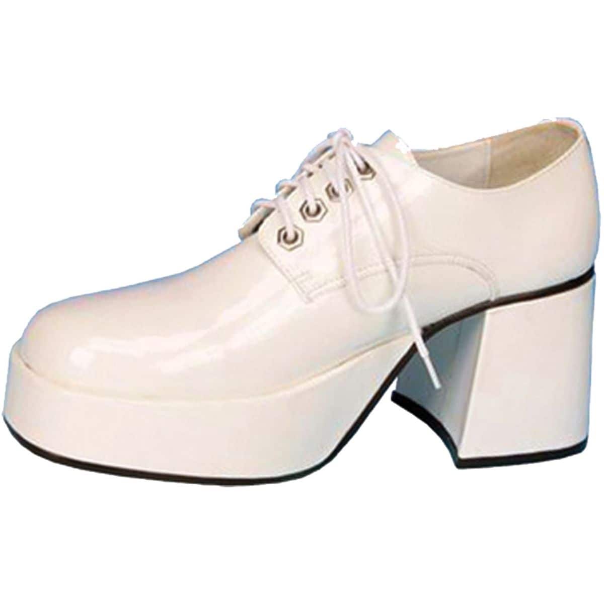 White Patent Platform Men Adult Shoes Halloween Costume Accessory - Size 11