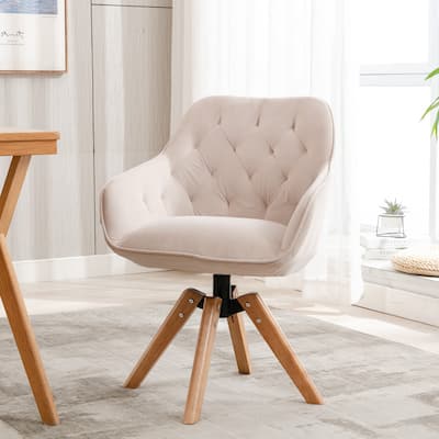 Modern Solid Wood Tufted Upholstered Accent Chairs, Home Office Chair
