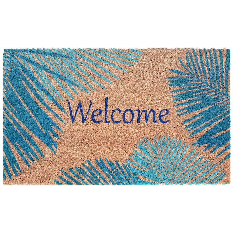 Liora Manne Natura Palm Border Outdoor Mat Green 18"X30" - 1'6" x 2'6" - Blue