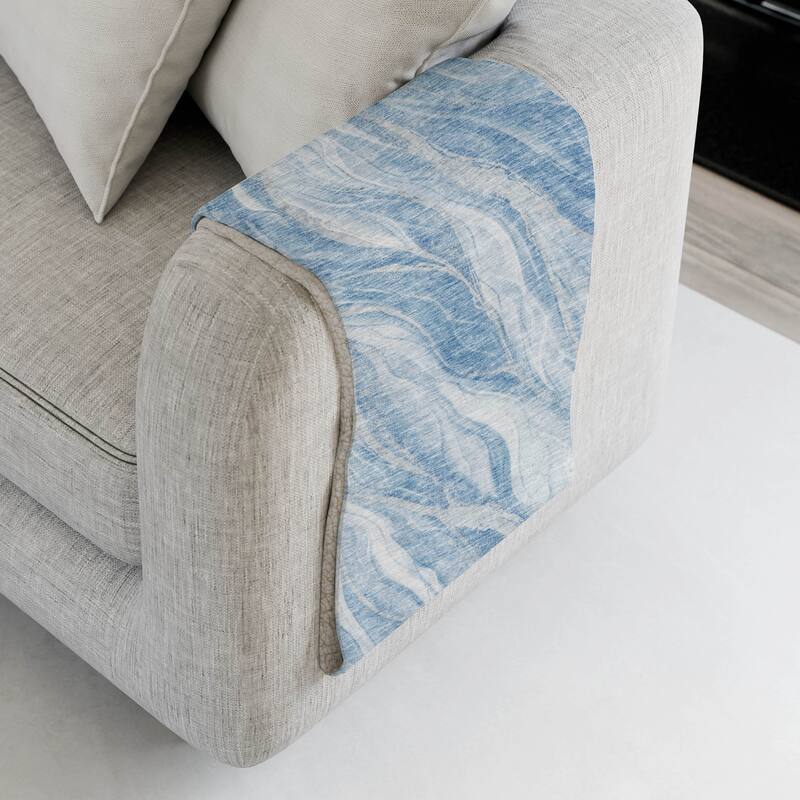 Premium Machine Washable Abstract Modern Sherpa Throw Blanket - Blue - 4'2" x 5'10"
