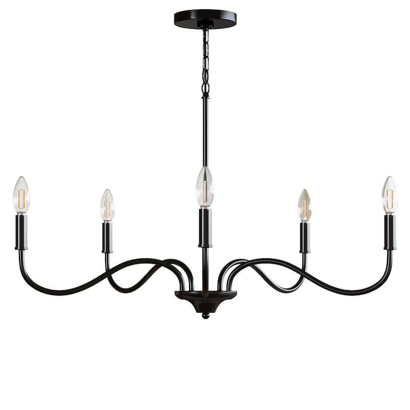 Black Metal Farmhouse Candle Chandelier/ Pendant Height Adjustable