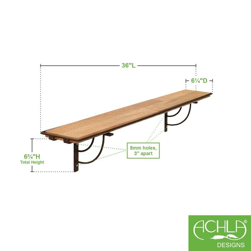 Achla Designs 36" W Rectangle Roman Bronze and Natural Wood/Wrought Iron Windowsill Plant Shelf