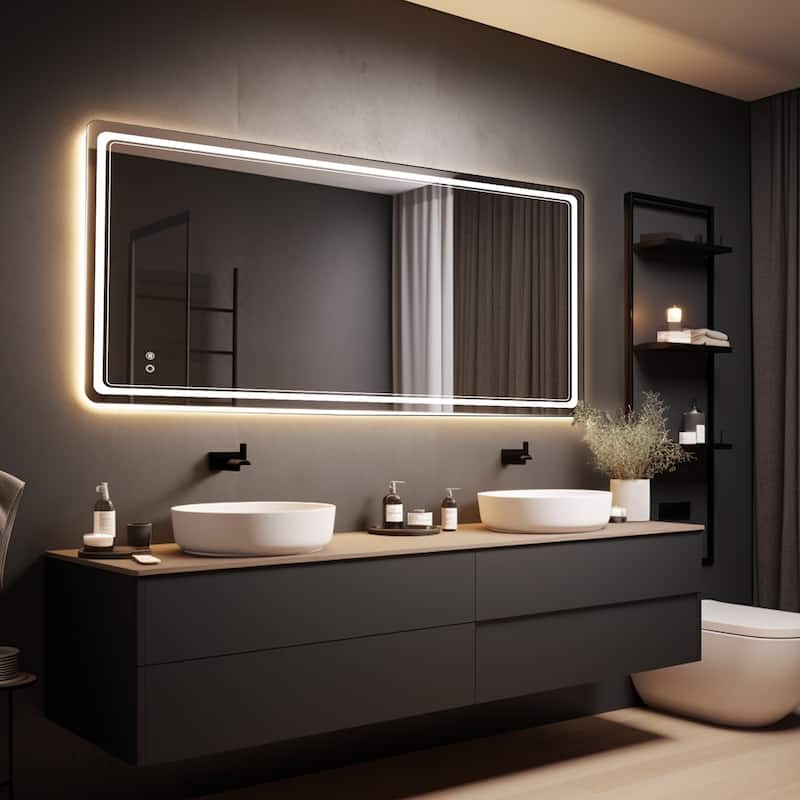 Wallbeyond 3-Tone Modern Style Frameless Rectangular LED Wall Mirror