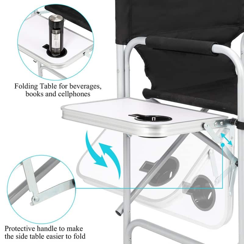 Iron Round Pipe Director's Chair without Carrying Bag - Black & Silver