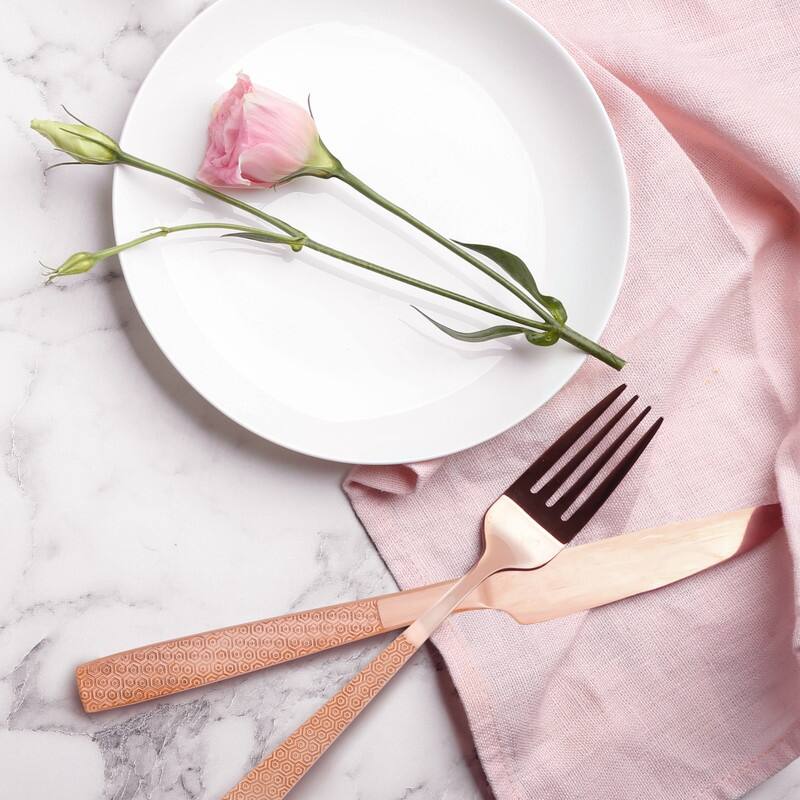 Argent Orfèvres™ Rose - 20 Piece Flatware Set, Service for 4, 18/10, 24kt
