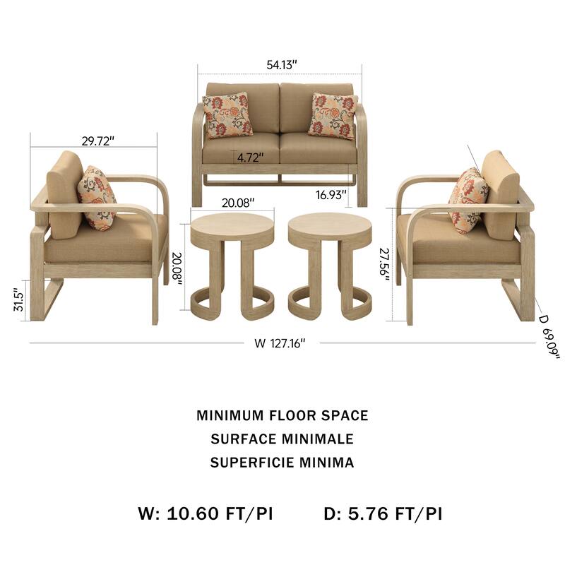Corvus Annette 5-piece Sunbrella Outdoor Patio Furniture Set