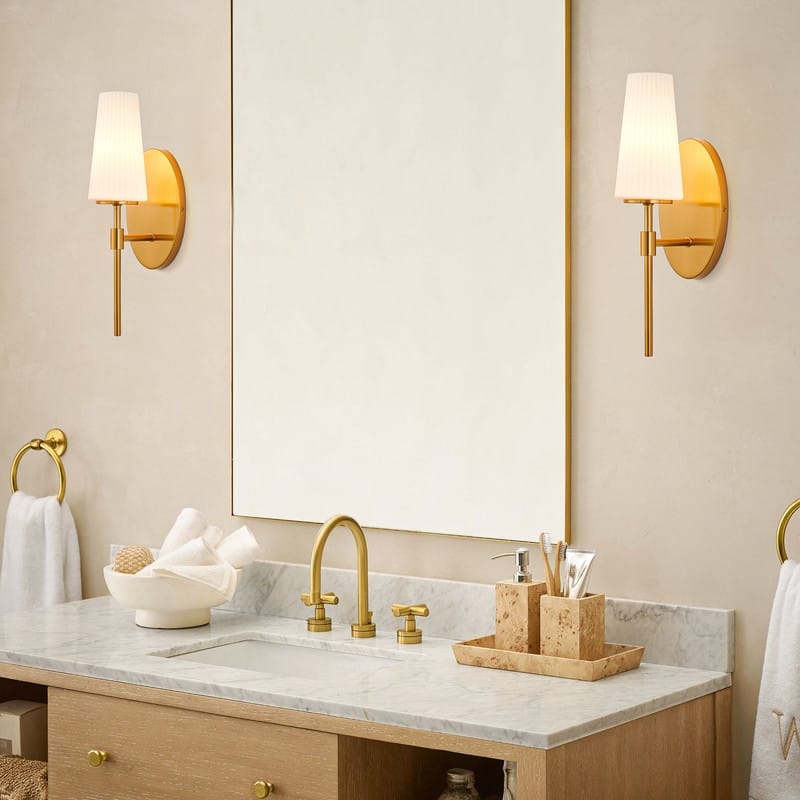 KAWOTI 16" 1- Light Wall Sconce with Opal Glass Shade
