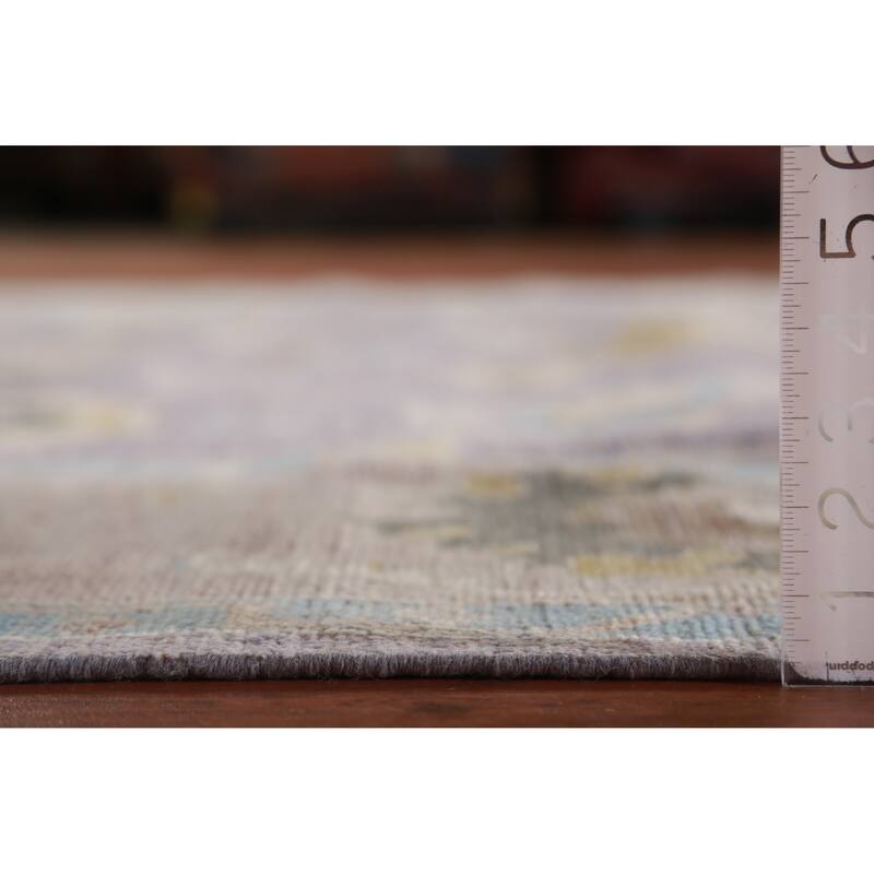Hand Knotted Oriental 100% Wool Carpet Transitional All-Over Purples Oushak Area Rug - 9' 10'' X 8' 0''