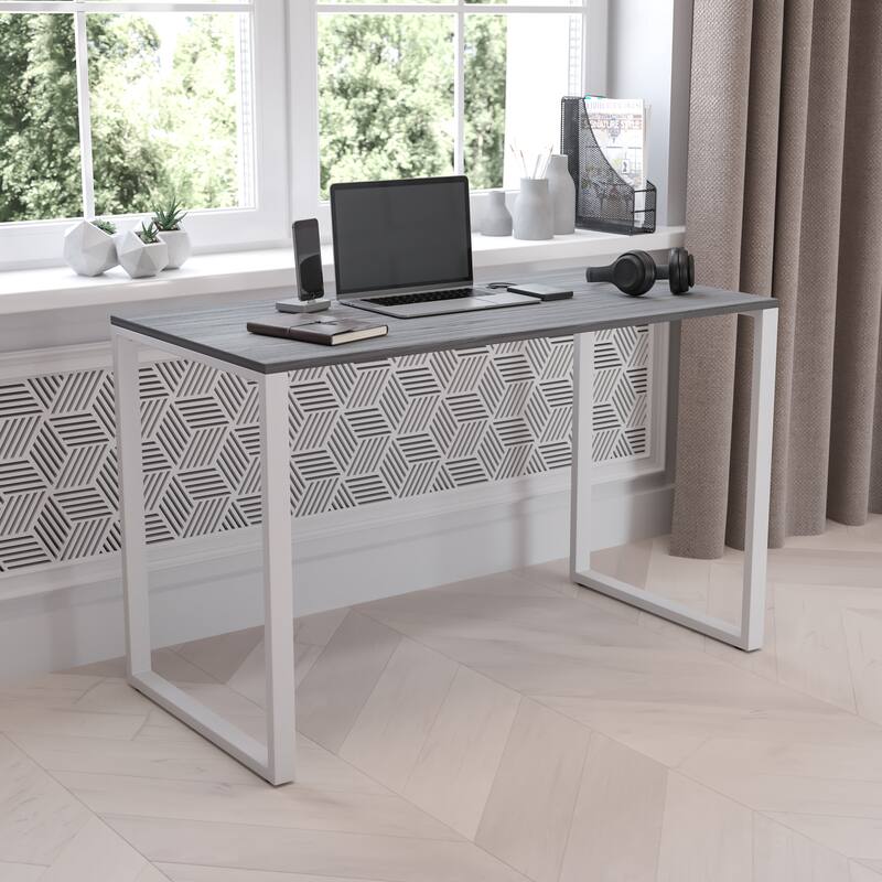 Commercial Grade Industrial Style Office Desk - 47" Length - Rustic Gray