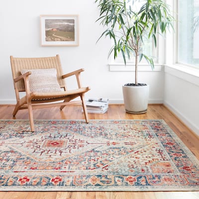 Alexander Home Katherine Boho Vintage Diamond Medallion Rug
