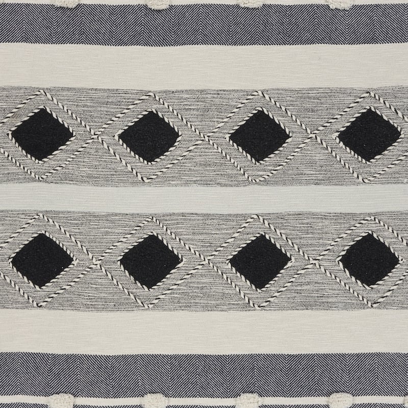 60" X 50" Black and Blue Woven Cotton Striped Throw Blanket with Tassels