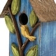 preview thumbnail 41 of 62, Glitzhome 10"H Multicolor Cute Distressed Solid Wood Birdhouse with 3D Flowers
