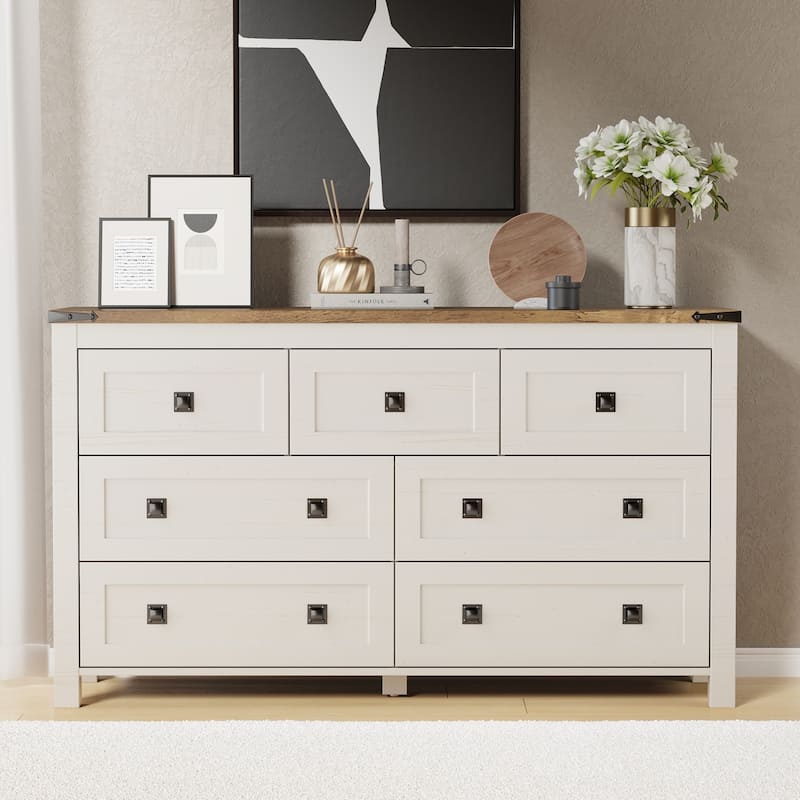 Rustic 7 Drawers Dresser, Wood Chest of Drawers, Dressers Organizer