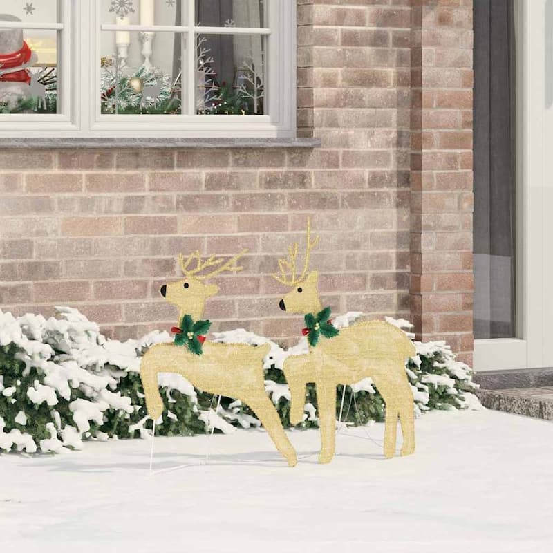 vidaXL LED Reindeers 2 pcs Warm White fabric - 17.7 x 7.5 x 25.6