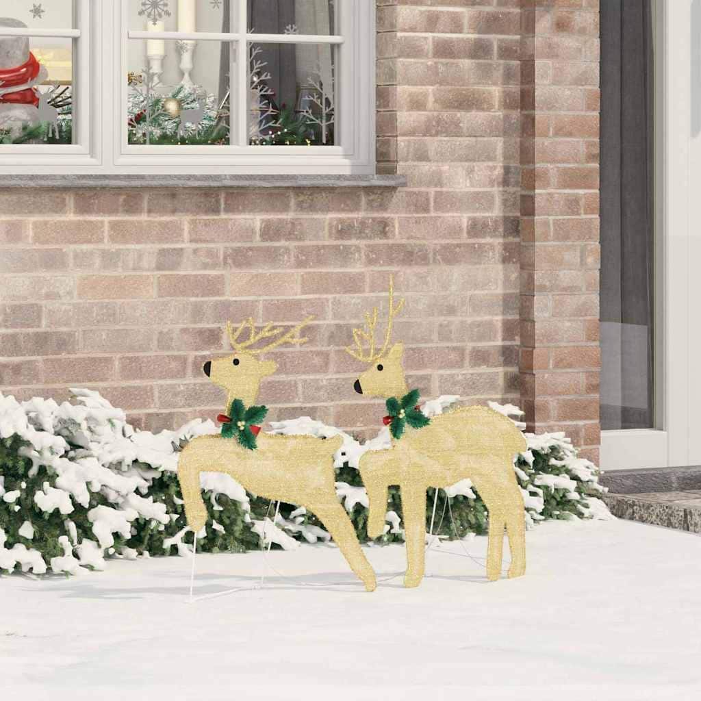 vidaXL LED Reindeers 2 pcs Warm White fabric - 17.7 x 7.5 x 25.6