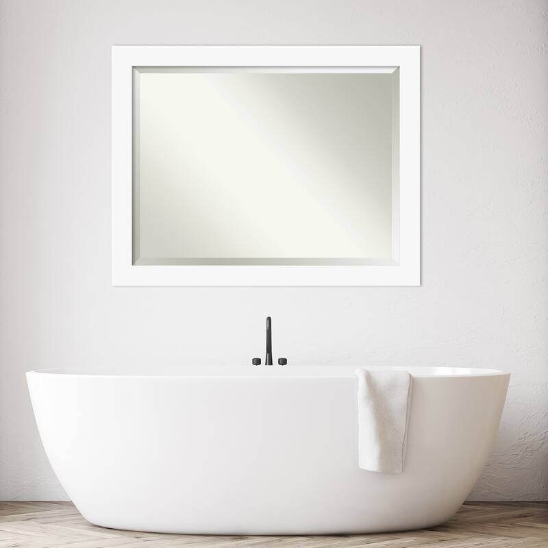 Basic Beveled Wood Framed Bathroom Vanity Wall Mirror