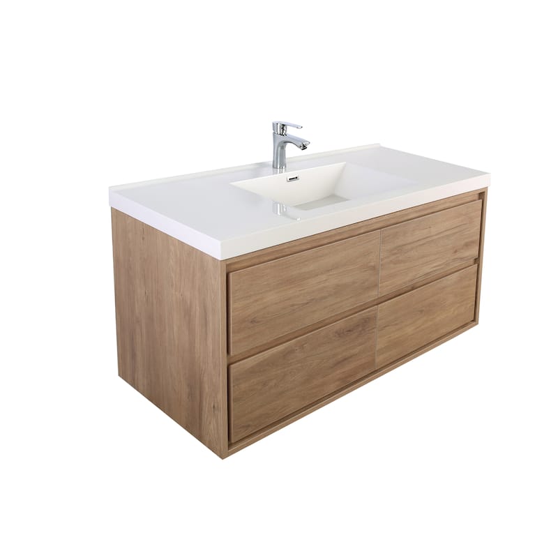 Sage 60" wall mounted bathroom vanity with single basin acrylic top