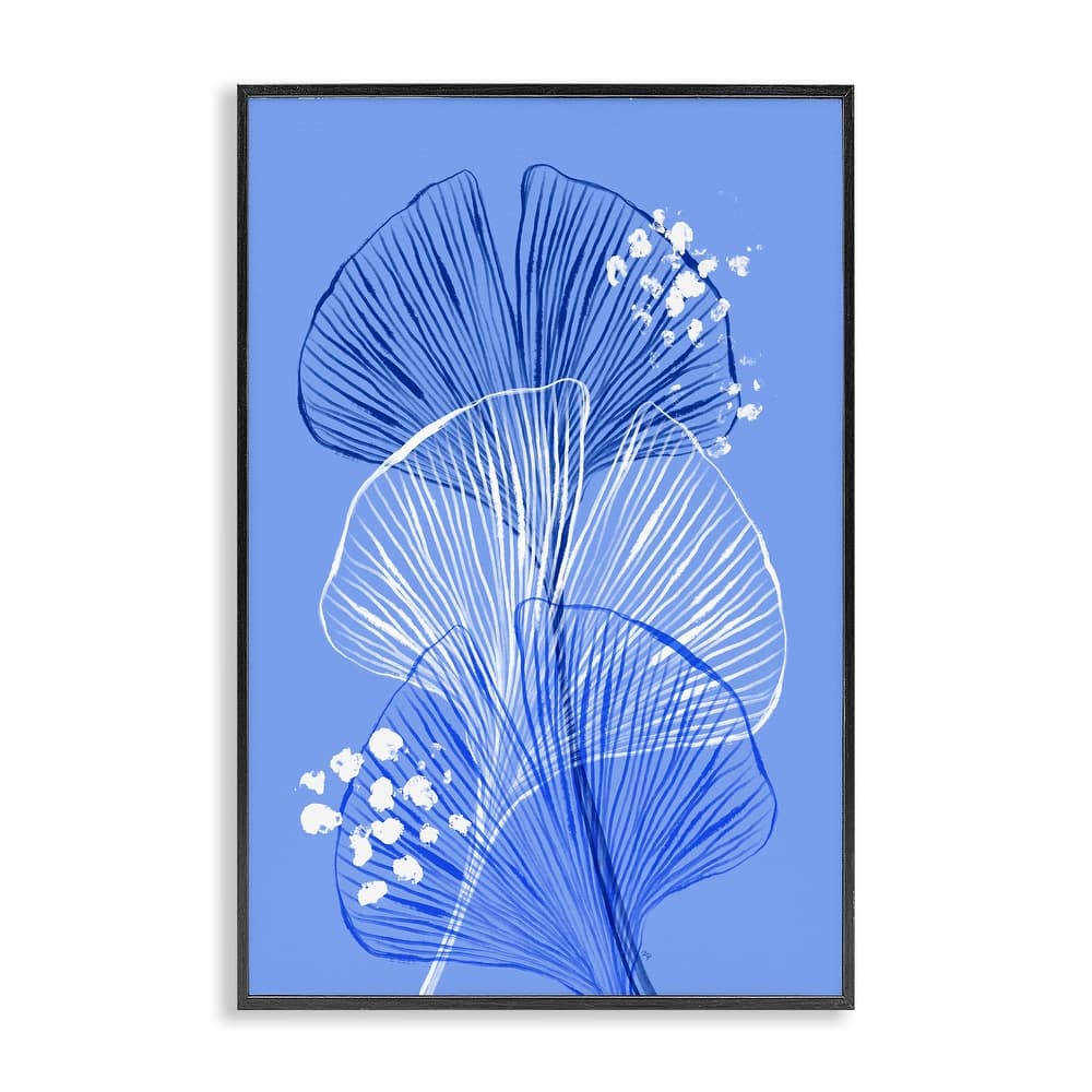Stupell Layered Blue Gingkoes Framed Giclee Art Design By Martina Pavlova