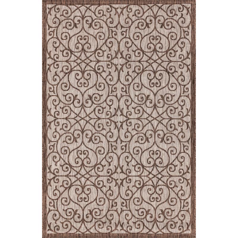 JONATHAN Y Ourika Textured Weave Indoor/Outdoor Area Rug - 10' x 14' - Taupe/Espresso
