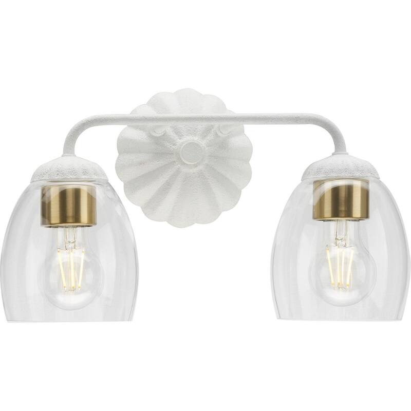 Quillan Collection Two-Light White Plaster Transitional Bath & Vanity Light - 14.5 in x 6.62 in x 8.5 in
