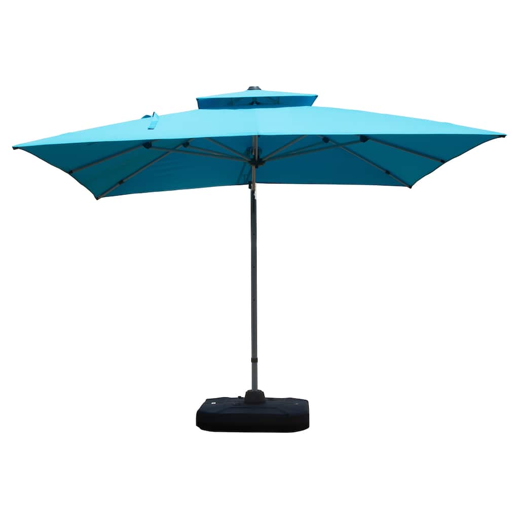 10x10 Square Cantilever Umbrella with Center Pole, Lake Blue, 360° Rotation, 5-Position Tilt, Hydraulic Opening, UPF 50+