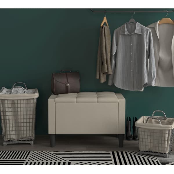 slide 2 of 5, Braylen Upholstered Flip Top Storage Bench Small - Beige