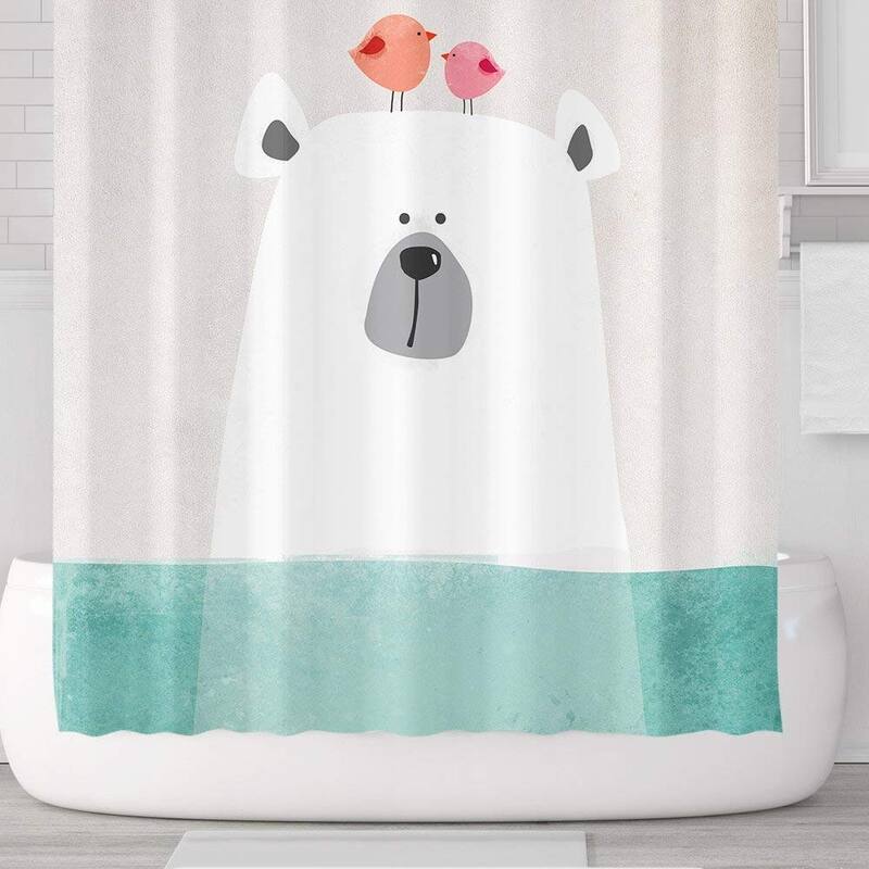Polar Bear in Water Waterproof Shower Curtain Set with Hooks 71''x71