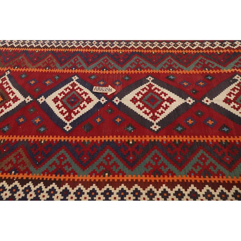 Kilim Qashqai Persian Vintage Rug Flatweave Wool Carpet - 4'10"x 11'3"