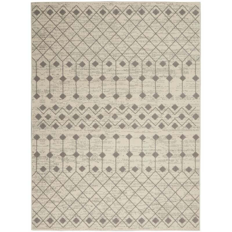 Porch & Den Muirfield Moroccan Bohemian Area Rug - 5'3" x 7'3" - Ivory/Grey - Rectangle