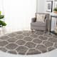 SAFAVIEH Hudson Shag Ogee Trellis 2-inch Thick Area Rug - 11' x 11' Round - Grey/Ivory