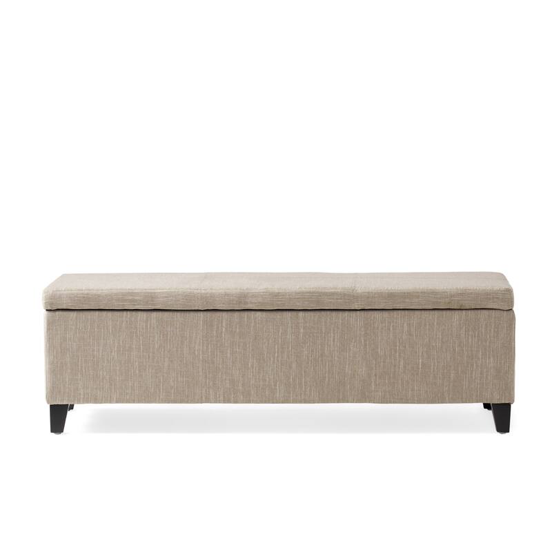 Farmhouse Style Fabric Solid Wood Storage Bench with Flip Top
