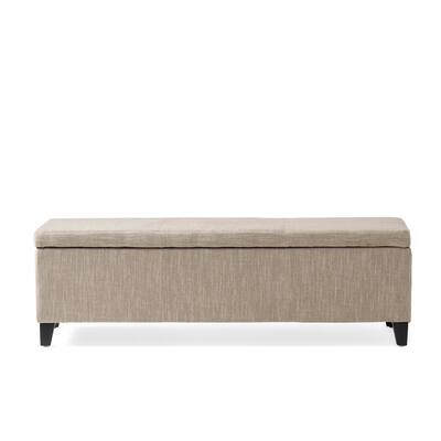 Refined Sand-colored Contemporary Storage Ottoman Bench